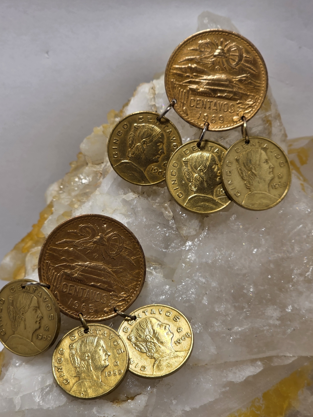 Vintage Mexican 5 Centavos Coin Dangle Earrings